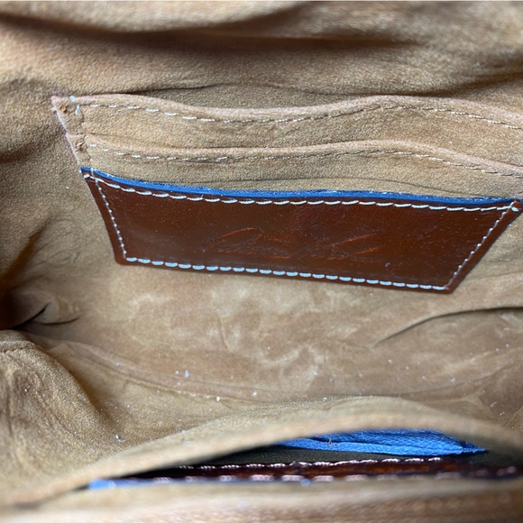 Patricia Nash Savena Tooled Brown Leather Clutch Kiss Lock Wristlet P24107 GUC - Picture 5 of 6